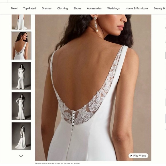 Jenny Yoo Ivory Square-Neck Crepe Wedding Gown - Picture 3 of 7